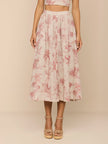 SEINA LINEN MIDI SKIRT IN TEXTURED JUNGLE TOILE