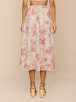 SEINA LINEN MIDI SKIRT IN TEXTURED JUNGLE TOILE