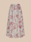 SEINA LINEN MIDI SKIRT IN TEXTURED JUNGLE TOILE