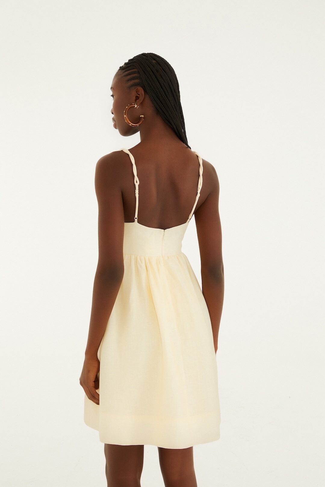 COCONUT TREE EMBROIDERED LINEN MINI DRESS