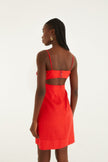 RED 3D FLOWER MINI DRESS