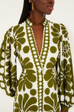 GREEN PALERMO BUTTONED PUFF SLEEVE MAXI DRESS