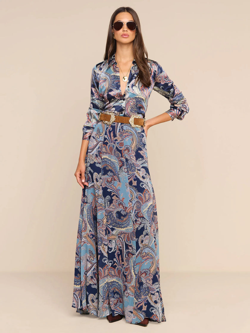 PATRICIA MAXI SKIRT IN MIDNIGHT MULTI BESARABIAN PAISLEY