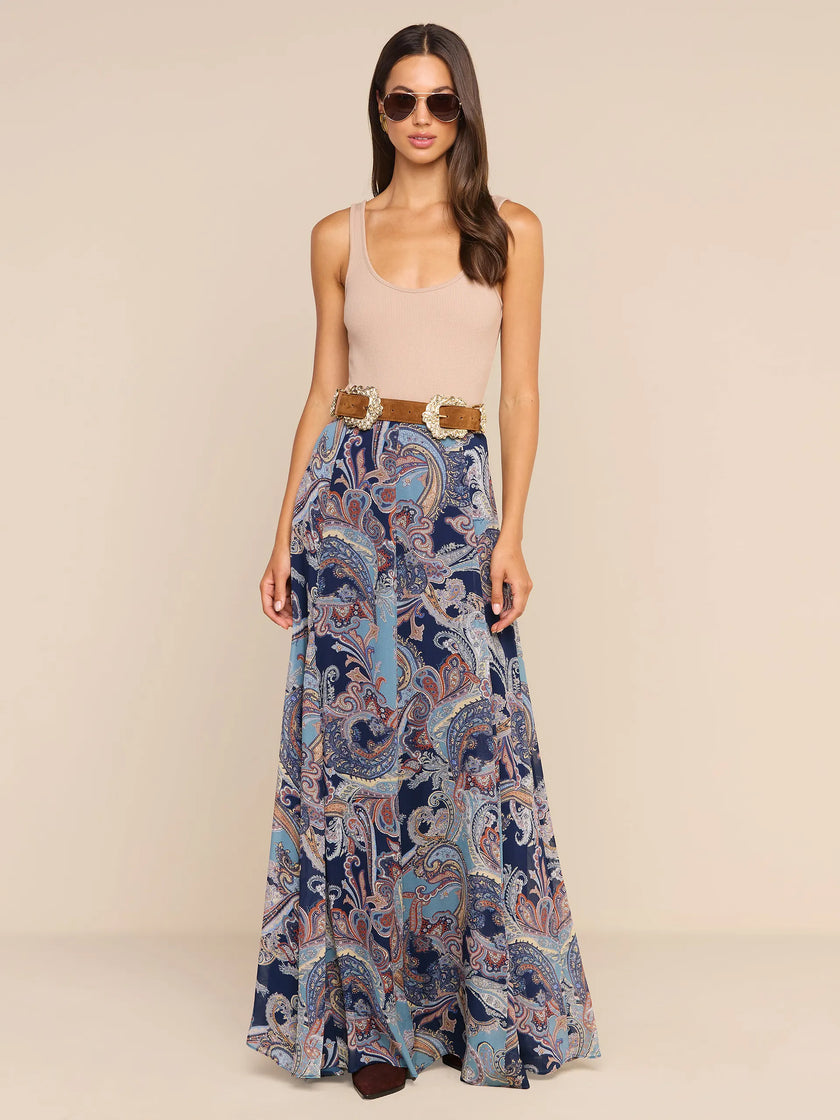 PATRICIA MAXI SKIRT IN MIDNIGHT MULTI BESARABIAN PAISLEY