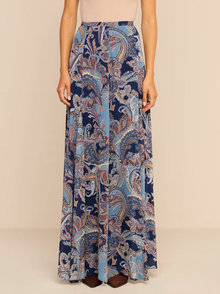PATRICIA MAXI SKIRT IN MIDNIGHT MULTI BESARABIAN PAISLEY