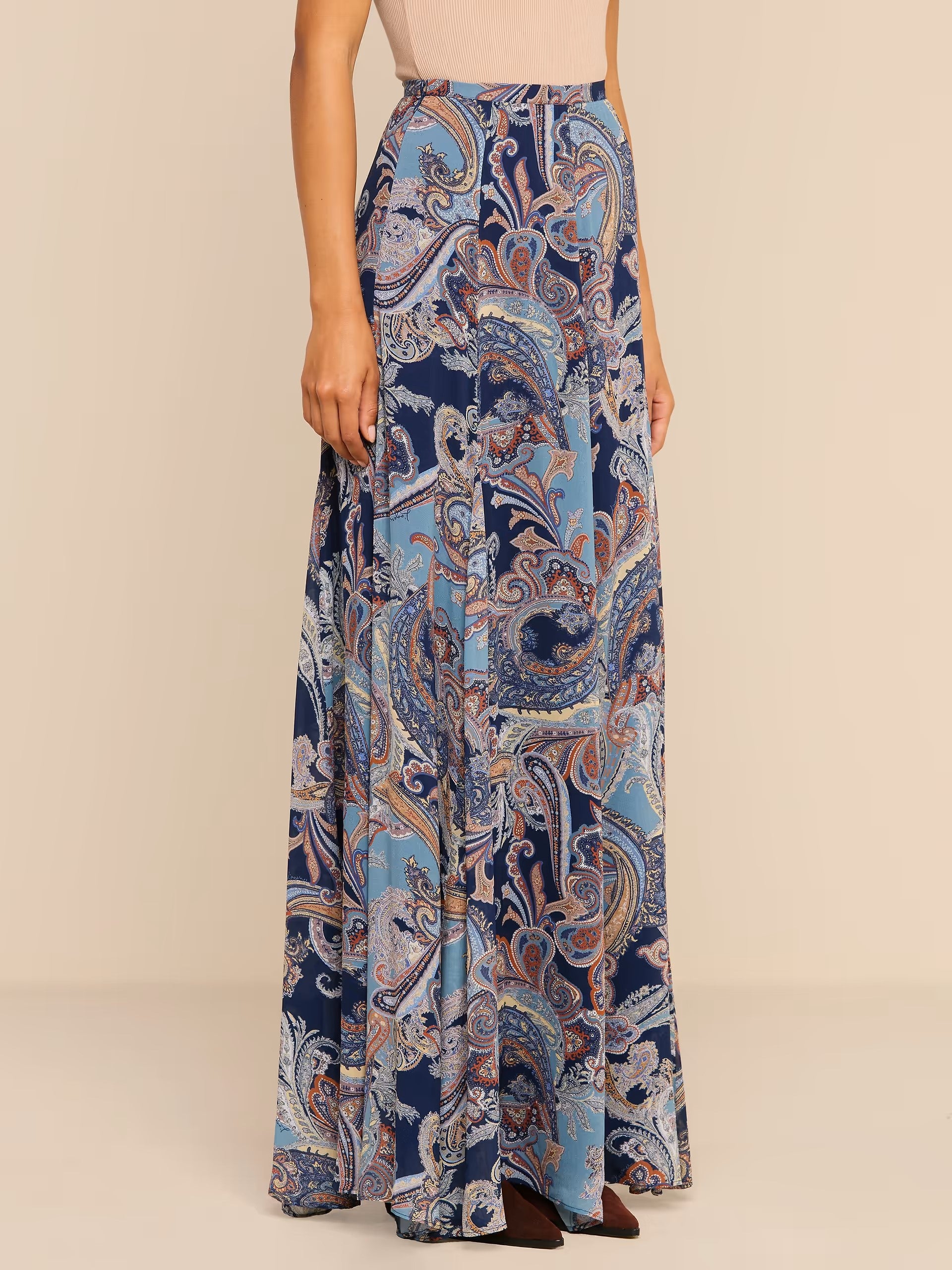 PATRICIA MAXI SKIRT IN MIDNIGHT MULTI BESARABIAN PAISLEY