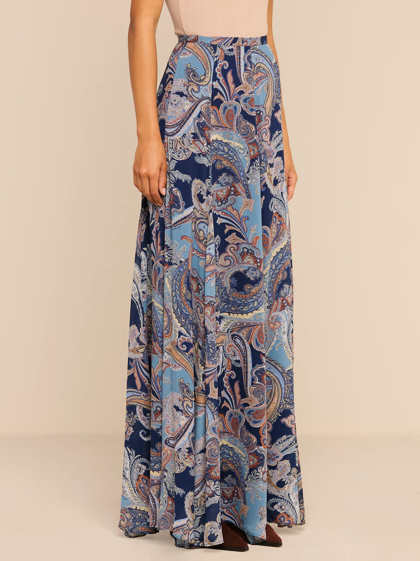 PATRICIA MAXI SKIRT IN MIDNIGHT MULTI BESARABIAN PAISLEY
