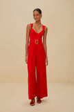 RED SLEEVELESS MAXI JUMPSUIT