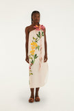 PINK GARDEN TERRACE 3D ONE SHOULDER MAXI DRESS