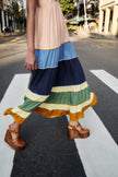 MULTICOLOR PLEATS MAXI DRESS