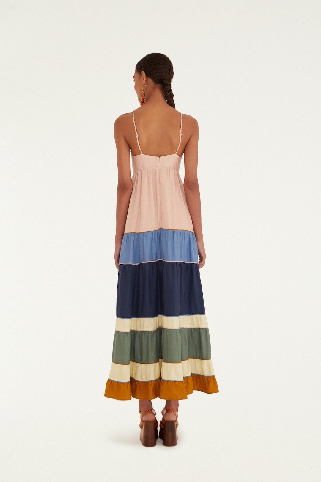 MULTICOLOR PLEATS MAXI DRESS