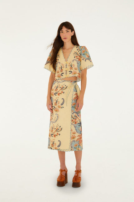 BUTTER YELLOW BOHO BEAUTY MIDI SKIRT