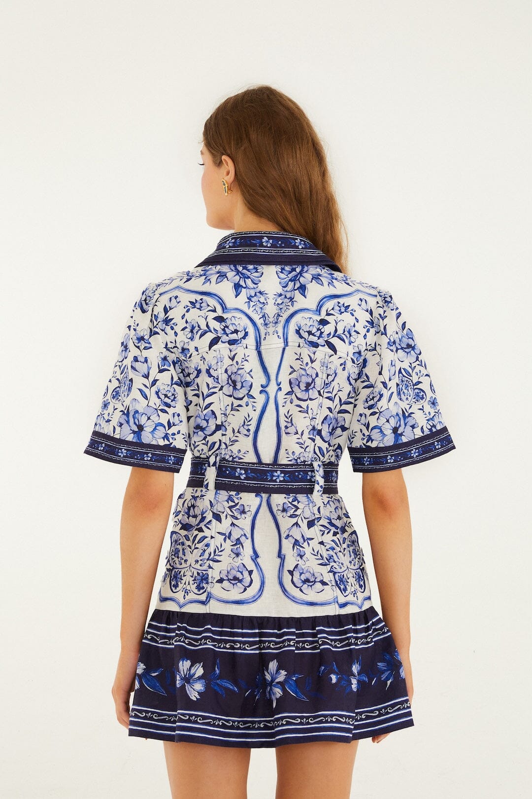OFF WHITE PORCELAIN GARDEN MINI DRESS