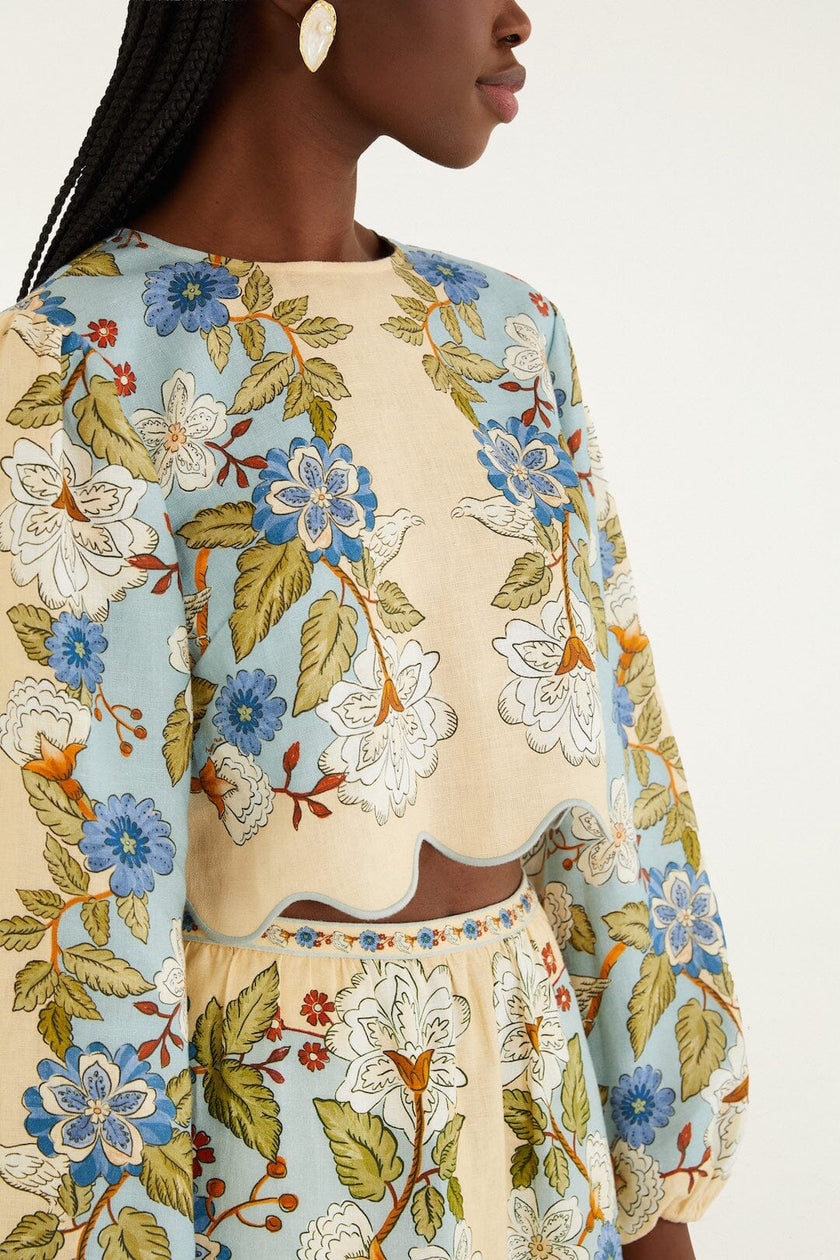 GREEN GARDEN SCARF EUROFLAX PREMIUM LINEN BLOUSE