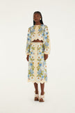 CREAM GARDEN SCARF PREMIUM LINEN MIDI SKIRT