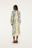 CREAM GARDEN SCARF PREMIUM LINEN MIDI SKIRT