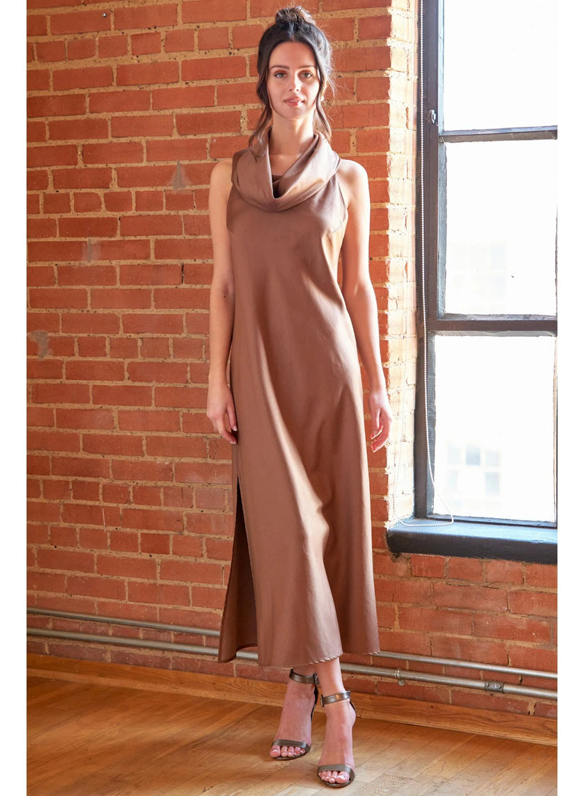 LONG COWL NECK DRESS