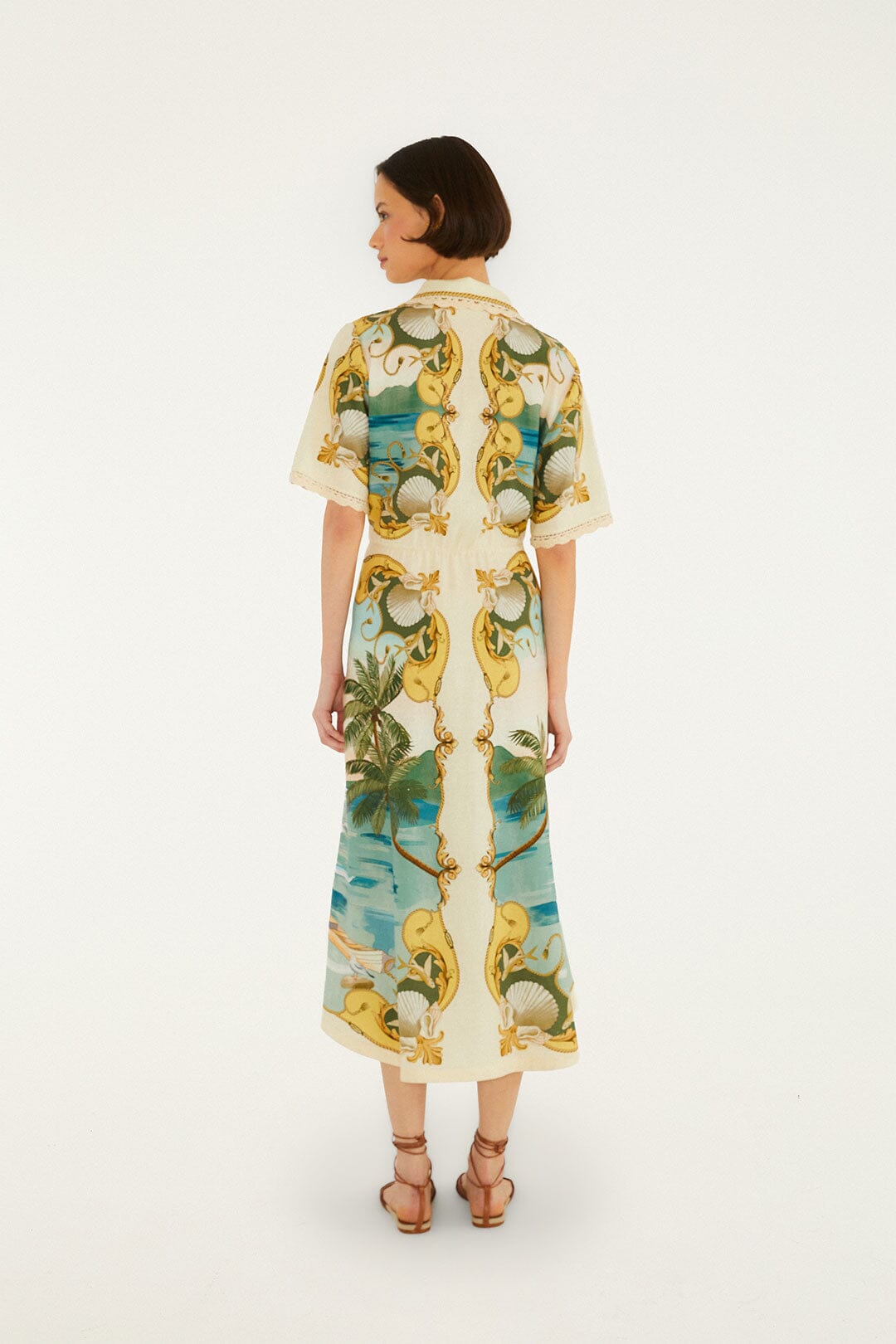 OFF WHITE ROYAL SEA COLLARED MIDI DRESS