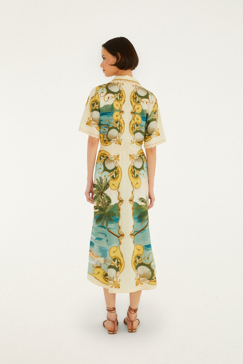 OFF WHITE ROYAL SEA COLLARED MIDI DRESS
