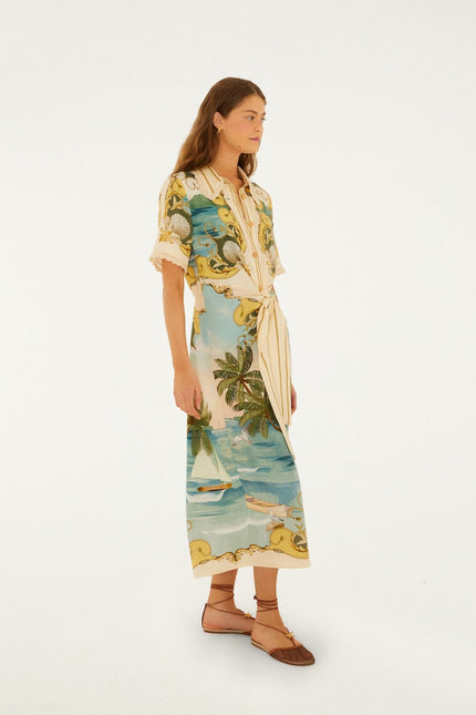 OFF WHITE ROYAL SEA COLLARED MIDI DRESS
