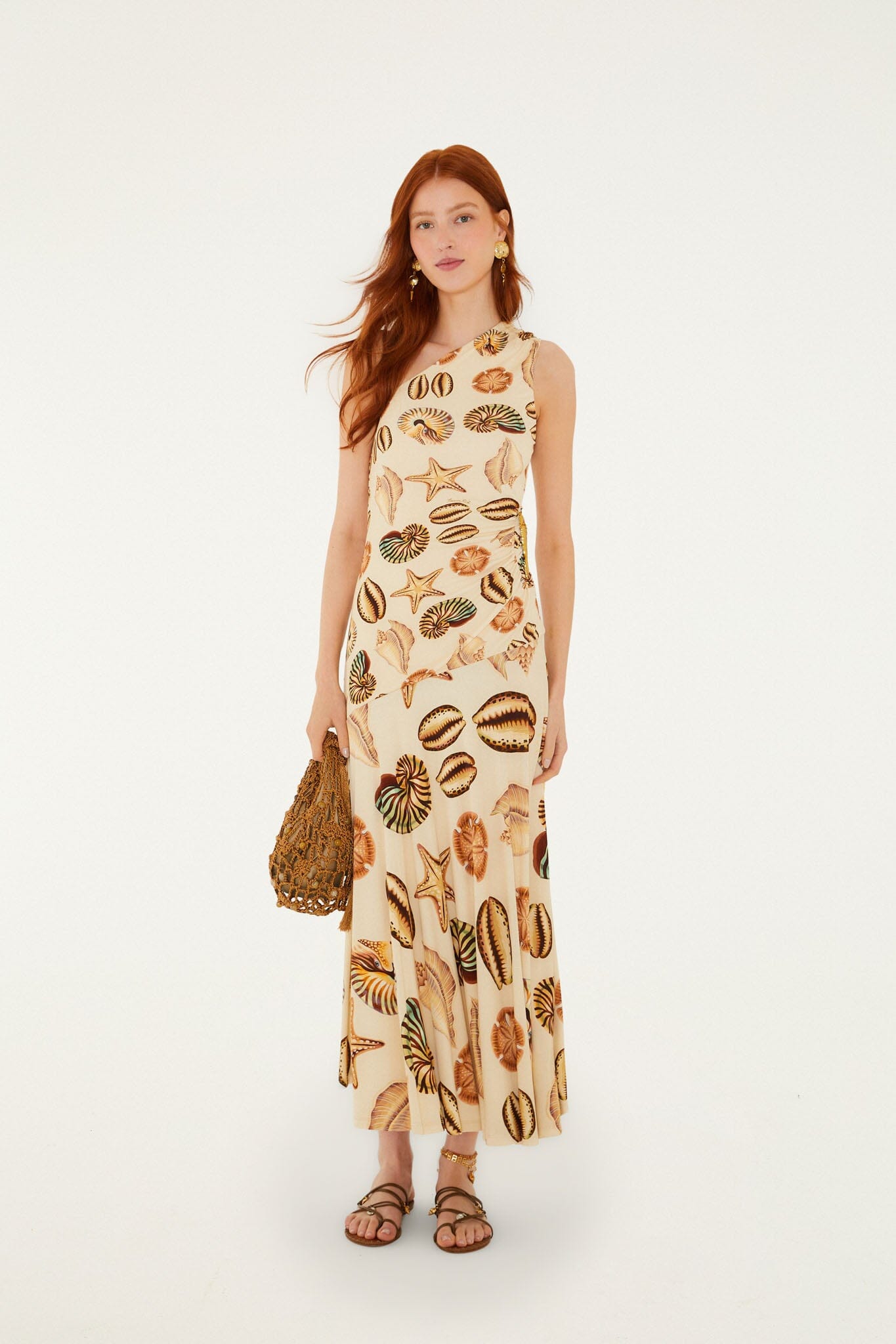 SAND MARINE SHELLS ONE SHOULDER MAXI DRESS