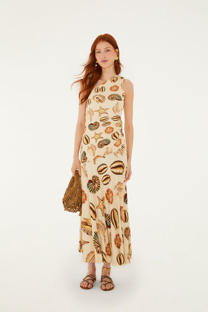 SAND MARINE SHELLS ONE SHOULDER MAXI DRESS