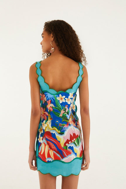 MULTICOLOR GARDEN OF LIFE SCARF MINI DRESS