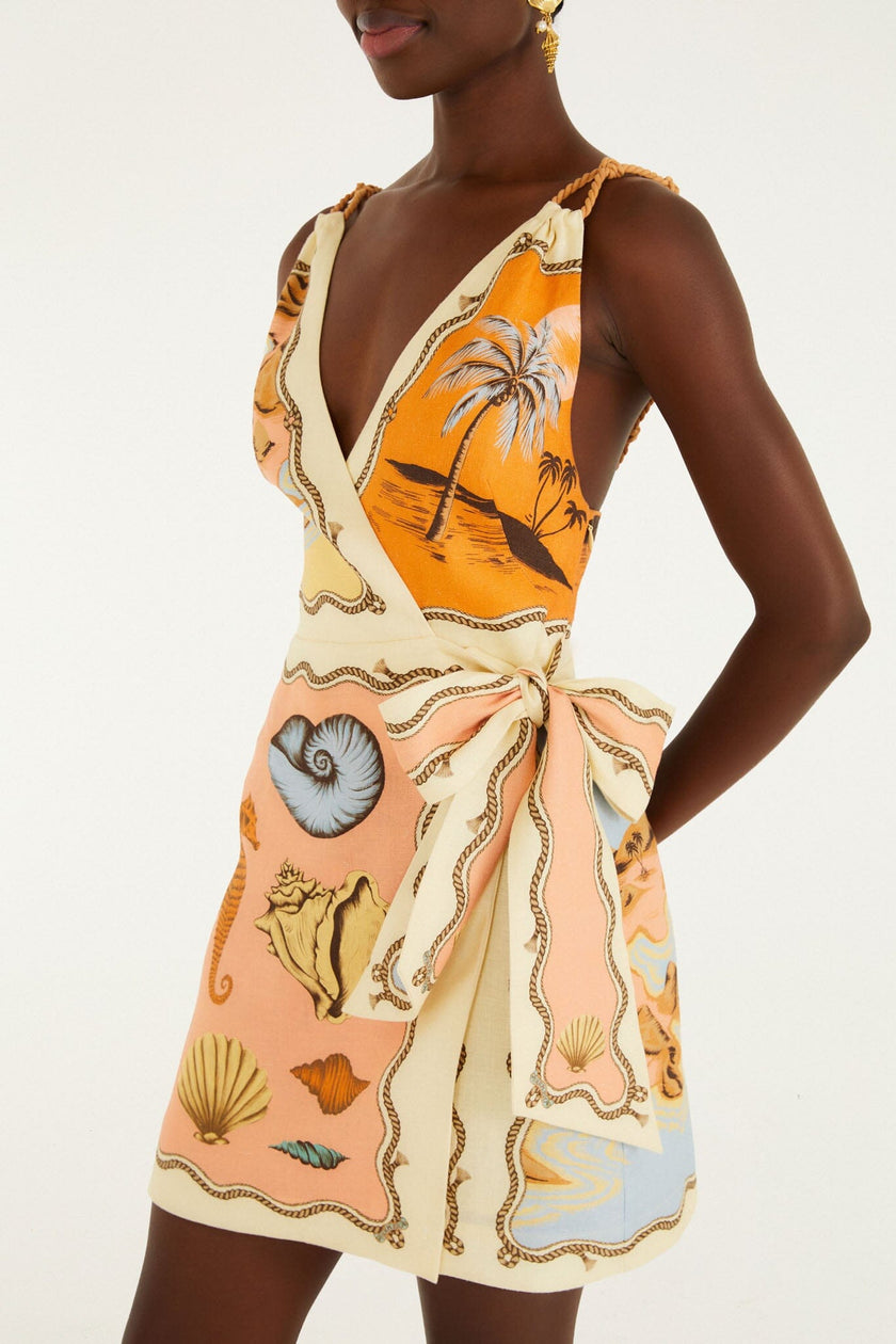 MULTICOLOR RIO SOUVENIR SCARVES ROPE STRAPS MINI DRESS