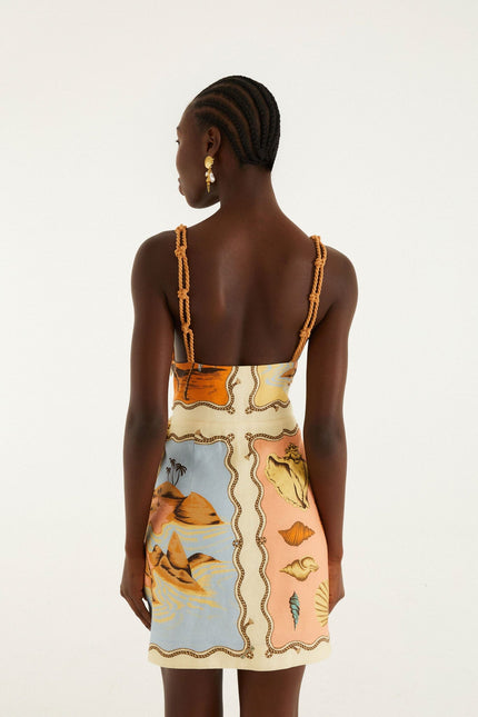 MULTICOLOR RIO SOUVENIR SCARVES ROPE STRAPS MINI DRESS