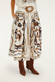 OFF WHITE EQUESTRIAN SCARF BELTED MIDI SKIRT