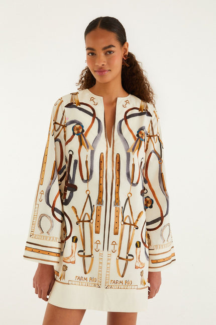 OFF WHITE EQUESTRIAN SCARF CAPE MINI DRESS