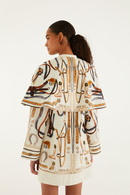 OFF WHITE EQUESTRIAN SCARF CAPE MINI DRESS
