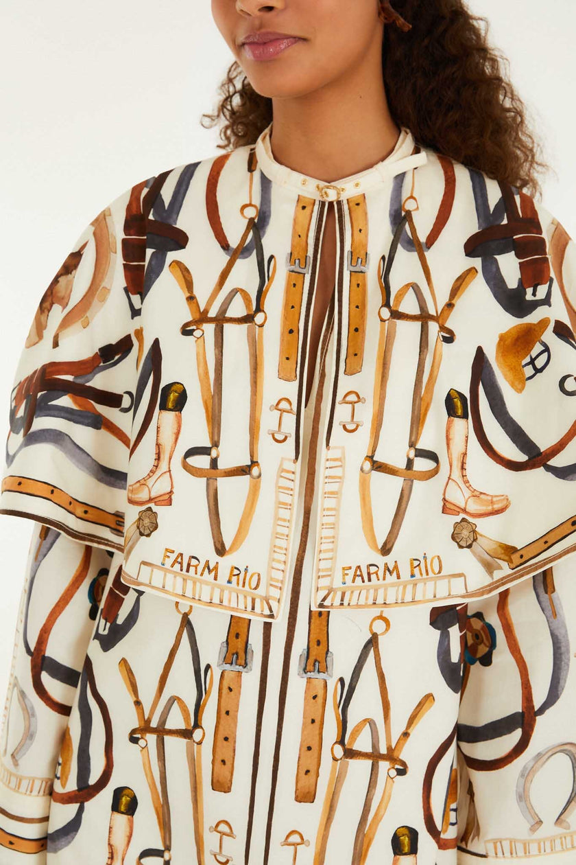 OFF WHITE EQUESTRIAN SCARF CAPE MINI DRESS