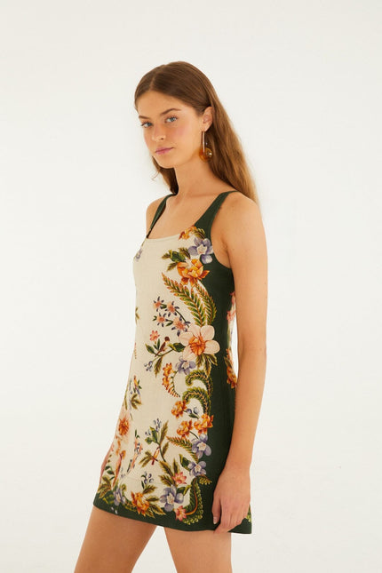 SAND NATURE SQUARE NECK MINI DRESS