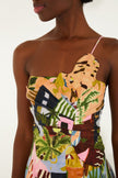 MULTICOLOR TROPICAL PAINTING MINI DRESS
