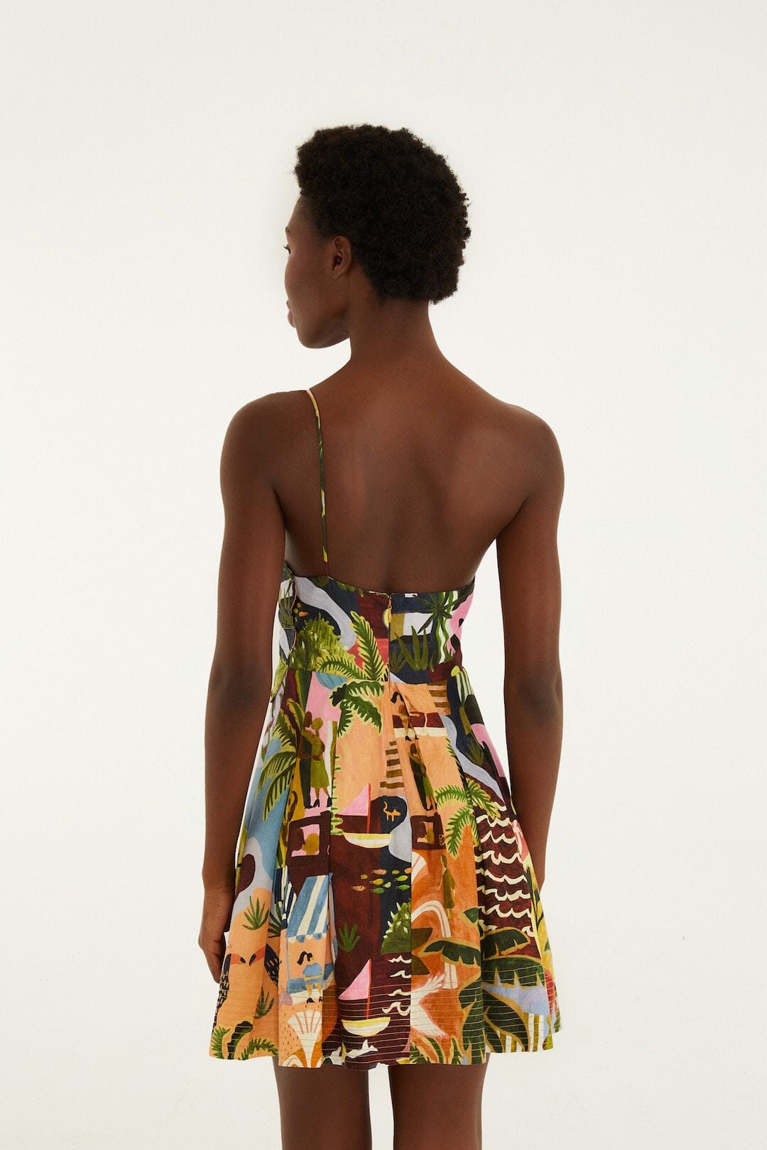 MULTICOLOR TROPICAL PAINTING MINI DRESS