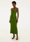 GREEN MONSTERA LEAF SLEEVELESS MAXI DRESS