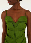 GREEN MONSTERA LEAF SLEEVELESS MAXI DRESS