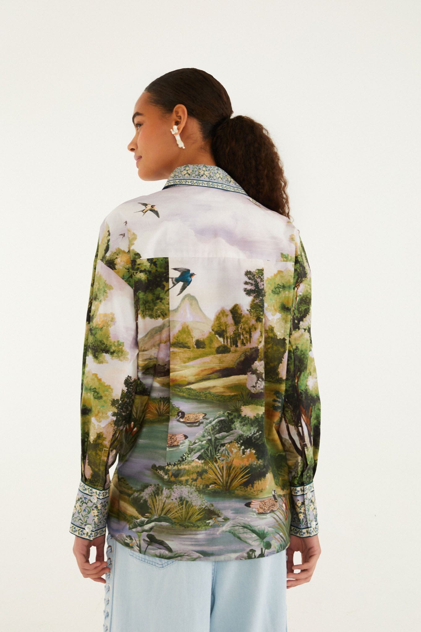 MULTICOLOR COUNTRYSIDE LANDSCAPE BUTTONED SHIRT
