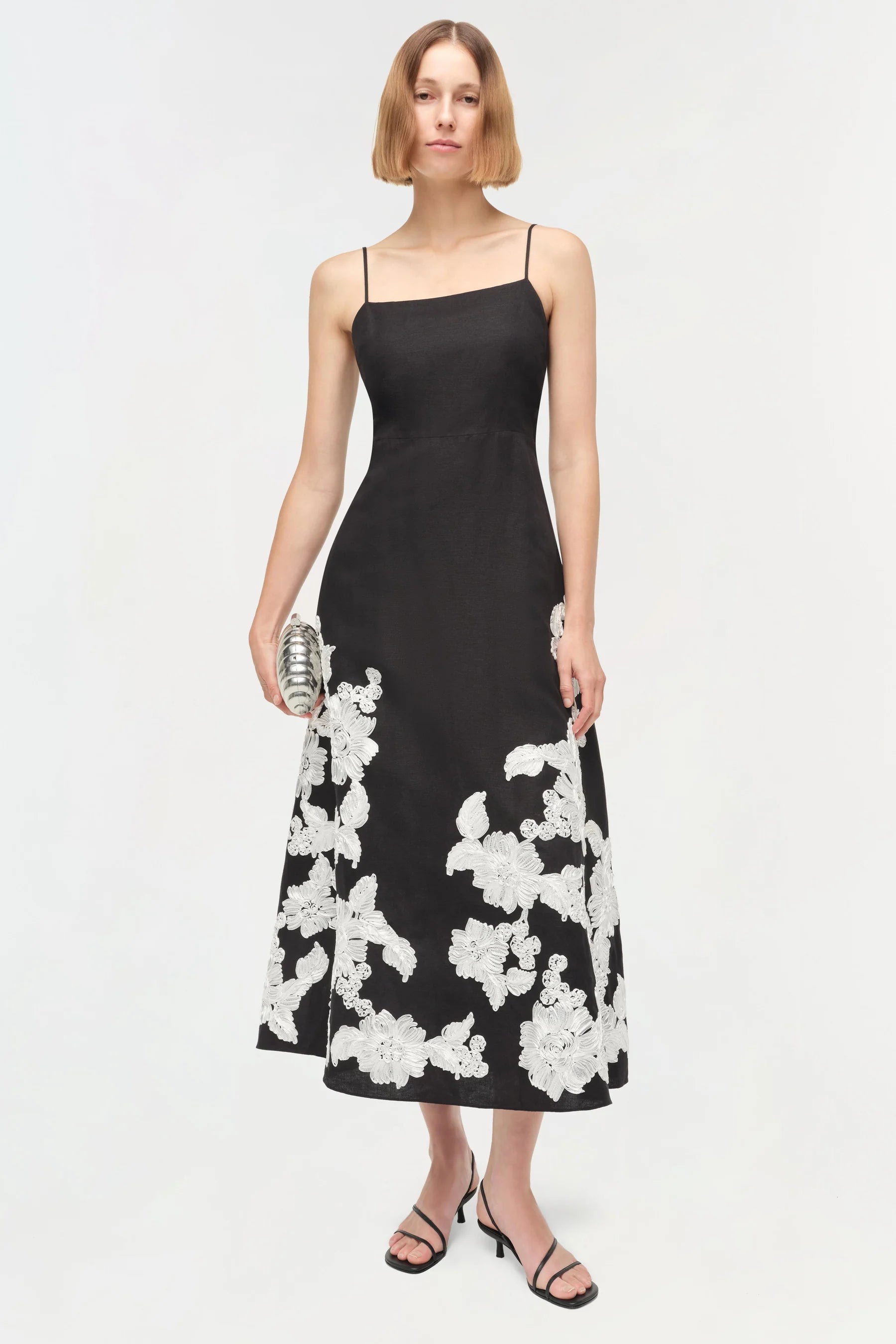 ANNABELLA SOUTACHE LINEN MIDI DRESS