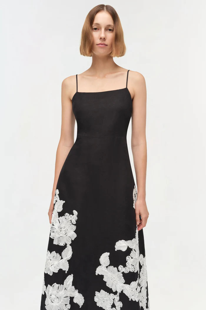 ANNABELLA SOUTACHE LINEN MIDI DRESS