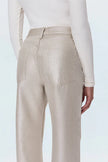 TATE HIGH RISE BOWED WIDE LEG JEAN IN CHAMPAGNE LUSTER