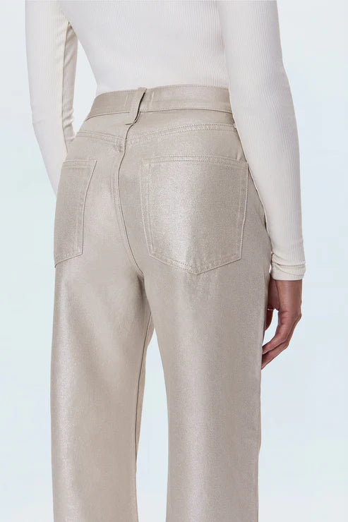 TATE HIGH RISE BOWED WIDE LEG JEAN IN CHAMPAGNE LUSTER