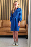 MILO DRESS IN OPEN WEAVE STRIPE