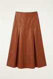 PLEATS LEATHER MIDI SKIRT