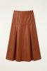 PLEATS LEATHER MIDI SKIRT