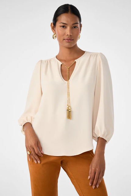 MORABI SPLIT NECK TOP