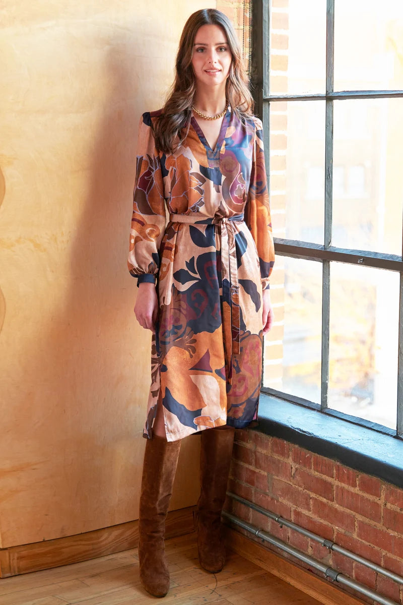 FRANCHESCA MIDI DRESS ETRUSCAN SCROLL