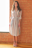 CLARA MIDI STRIPE SHIRT DRESS