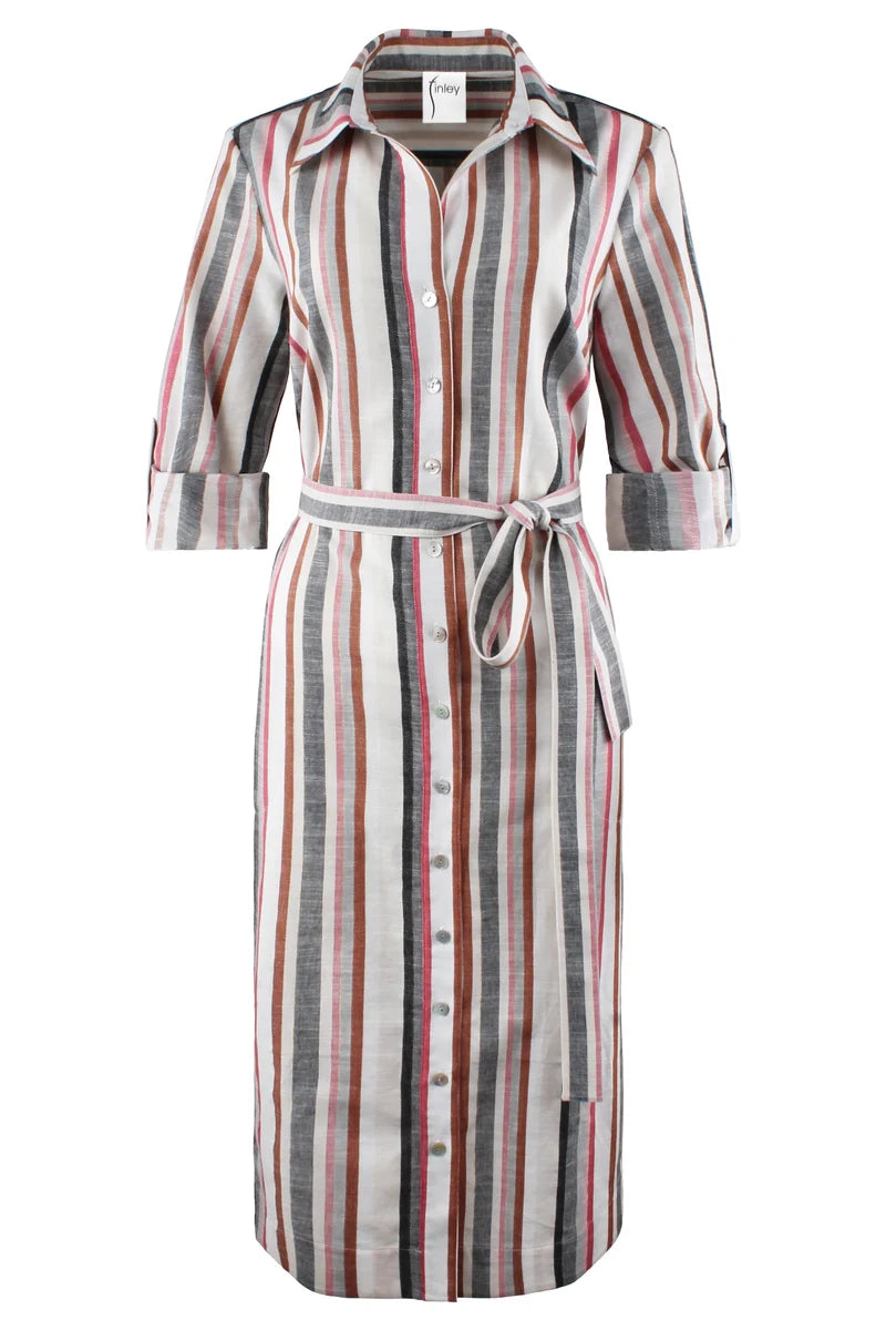 CLARA MIDI STRIPE SHIRT DRESS
